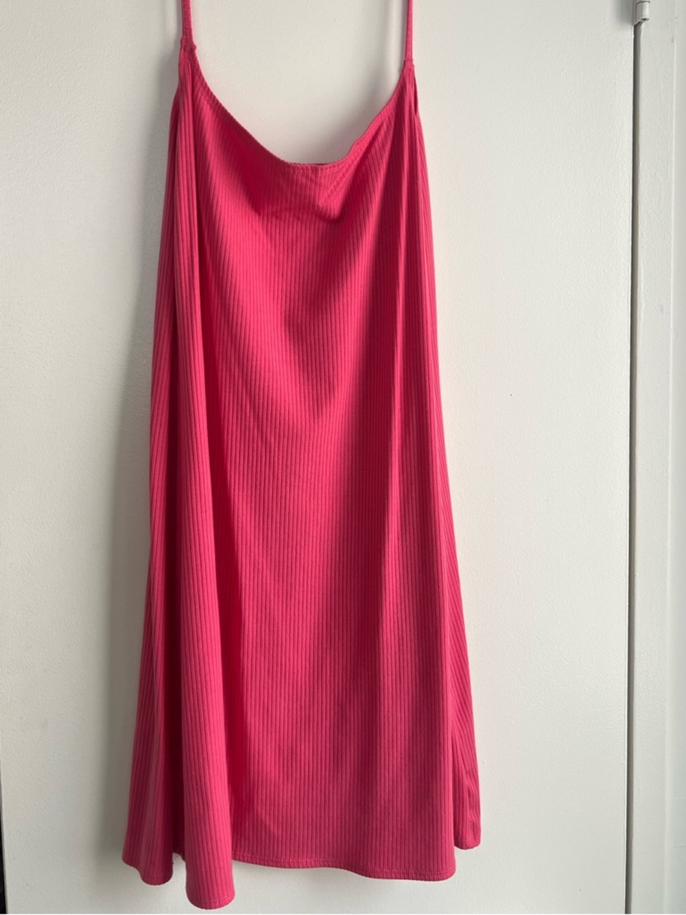 Never worn Reformation Bright Pink Ribbed Slip Dress
